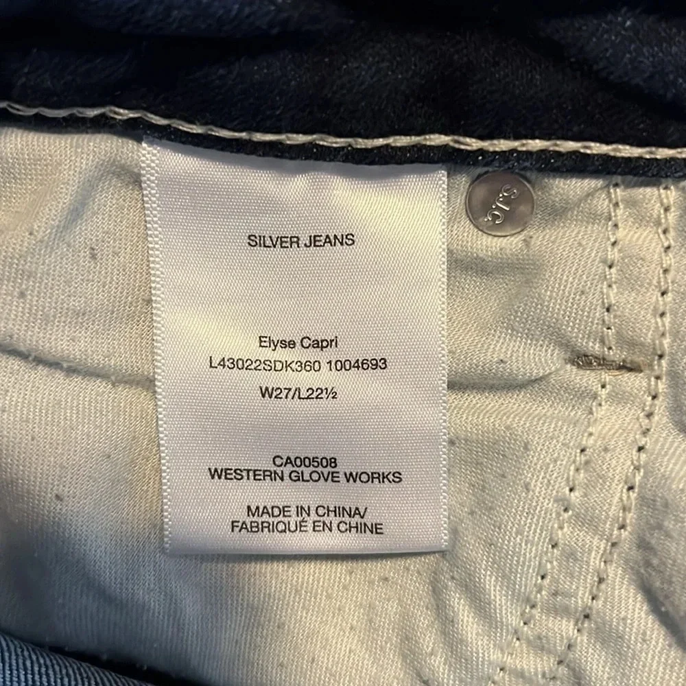 🌻Silver Jeans Co Women’s 27” waist Elyse Capri Cropped Denim - Picture 6 of 8